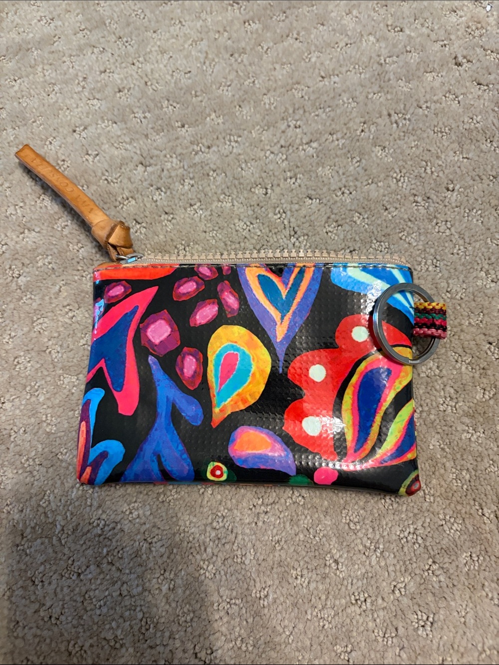 Consuela Multicolor Floral Zip Wristlet with Black Base